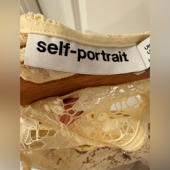 NWOT SELF-PORTRAIT YELLOW FINE LACE MINI DRESS - Picture 12 of 15